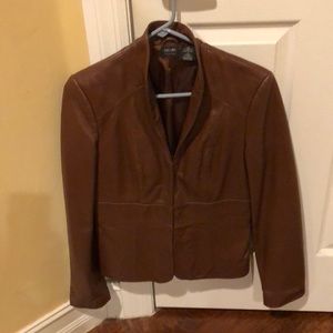 Brown leather blazer